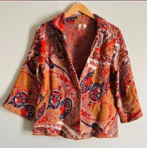 Anthropologie Blazer Jacke Paisley Intarsien Motte Gr. Small Boho kuschelig weich - Bild 1 von 16