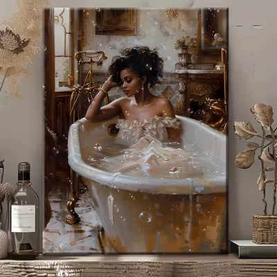 Black Elegant Sexy African Beautiful Woman Canvas Painting Print 24x36 decor - Image 1 of 4