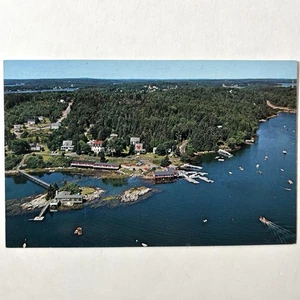 Tarjeta postal antigua de Maine Coveside Inn Motel Christmas Cove ME vista aérea vintage - Imagen 1 de 2