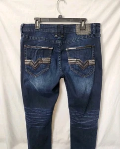 Pantalones de mezclilla Salvage Supply Company con hebilla Mayhem rectos calce regular elásticos 36x32 - Imagen 1 de 9