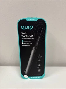 Quip Sonic Rechargeable Metal Electric Toothbrush Soft Bristles Black B59-37 - Picture 1 of 5