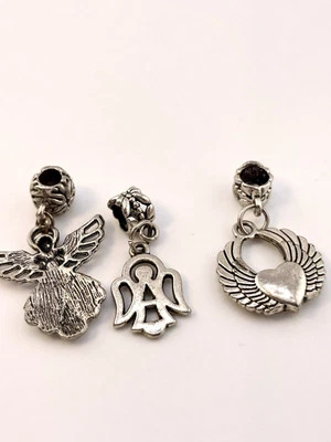 Sterling silver Lot Of 3 charms religious Angles and Wing Heart.    MK-1 - Image 1 of 4