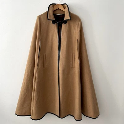 Soft Surroundings Camel Wool Blend Cape XL Plaid Interior Pockets Toggle Closure - Image 1 of 4