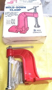 New-old-stock Great Neck 3" Red Hold-Down Clamp No. CLHD-3 W/ Holding Bolts - Picture 1 of 4
