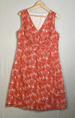 Boden Red White Tropical Floral Burst Cotton Sleeveless Dress  Sz 10R Fit/Flare - Image 1 of 4