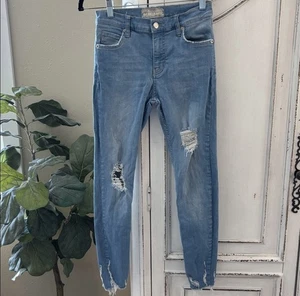Free People Size 25 Light Wash Distressed Skinny Jeans - Picture 1 of 8