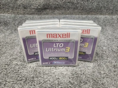 Cartucho de datos de cinta Maxell LTO Ultrium 3 1/2" 400 GB/800 GB *Lote de 7 NUEVO/SELLADO* Foto 1 de 4