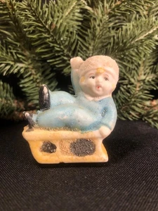 Vintage Christmas~ Snow Baby On Sled~ Bisque Figurine~ Japan - Picture 1 of 10