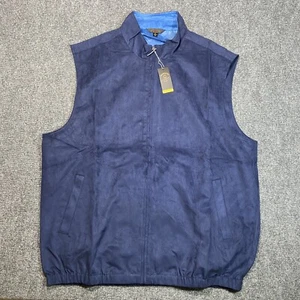 NEW Monterey Club Vest Mens Extra Large Blue Suede Full Zip Pockets Made in USA - Picture 1 of 16