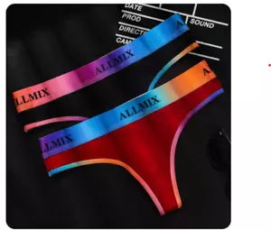 2 Stück/Pack Sexy Höschen Baumwolle für Frauen Tanga Regenbogenfarben Unterwäsche Damen El - Bild 1 von 6