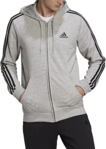 Adidas Men's Essentials French Terry 3-Stripes Full-Zip Hoodie,  X-Large - Picture 1 of 4