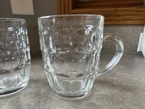 Lote de 2 tazas de cerveza vintage Arcoroc Francia Britannia con huella digital vidrio transparente 5" - Imagen 1 de 9
