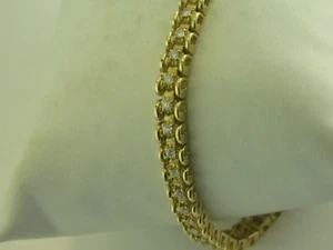 Tennisarmband 1 kt 100 % natürlicher Diamant 14 kt Gelbgold - Bild 1 von 10