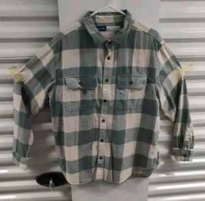 Flanellhemd Herren XL Old Navy türkis weiß - Bild 1 von 3