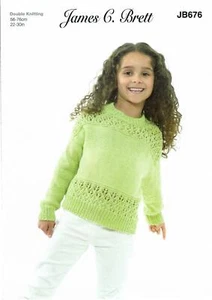 James C Brett JB675 Knitting Pattern Childrens Sweater in It's Pure Cotton DK - Picture 1 of 1