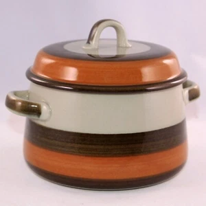 Rorstrand Sweden Annika Round 1.5 Qt Covered Casserole S555 Brown Orange Retro - Picture 1 of 9