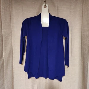 Cárdigan suéter Eileen Fisher frente abierto púrpura lana merino talla PM - Imagen 1 de 7
