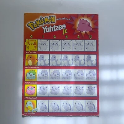 Vintage Milton Bradley 1999 Pokemon Yahtzee Jr. Placa de pontuação de substituição - Imagem 1 de 2