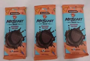 Rare Discountinued Mr Beast Bar Feastables Chocolate Sea Salt Bar 2,1 oz 3 Pack - Bild 1 von 5
