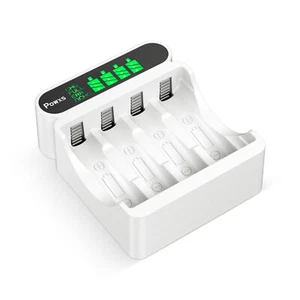 4-Slot Universal USB LCD Charger For AA AAA Ni-CD Ni-MH Rechargeable Batteries - Picture 1 of 12