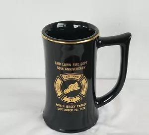 1974 Fair Lawn NJ Fire Dept 50th Anniversary Black Mug Stein Ceramic - Picture 1 of 2