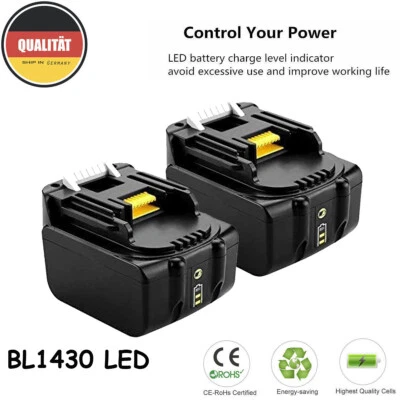 2x Für Makita BL1430B Akku 14,4V BL1450 BL1440 BL1415 BL1415N BDF343 3,0Ah BMR - Bild 1 von 4