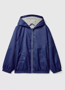 Youth 5-6 Years United Colors of Benetton Light Jacket With Hood Navy Blue - Picture 1 of 1
