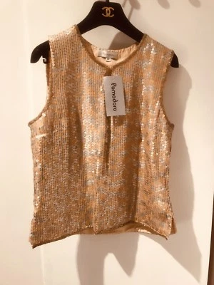 Sequin Platinum & Gold Top Rare Vintage Brand New Pomodoro Size 12 - Image 1 of 2