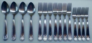SILBERBESTECK ~ IKEA ~ ATBART ~ 15-teiliges Set ~ Abendessen & Salatgabel & Suppenlöffel GC - Bild 1 von 3