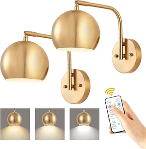 Battery Operated Wall Sconce, Remote Control Battery Operated Wall Lights, Wirel - Picture 1 of 9