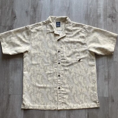 Vintage Oakley Software Tan Camo Short Sleeve Button-Up Shirt Men’s Sz Large L - Image 1 of 4