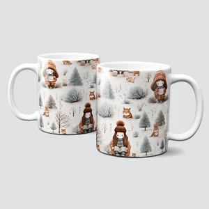 oh-cuptastic-Kaffeetasse-Bücher-Winter-Mädchen und Eichhörnchen im Schnee-LT-686 - Bild 1 von 1