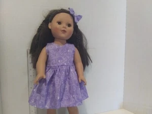 Doll Clothes made to fit 18" A Girl My Life Dolls etc- Dress & Bow E25 - Picture 1 of 2