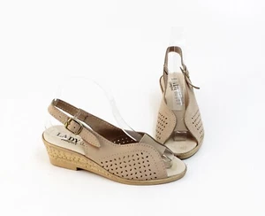 Sandalen Lady Comfort Keilabsatz Leder beige Gr. 37 - Bild 1 von 9