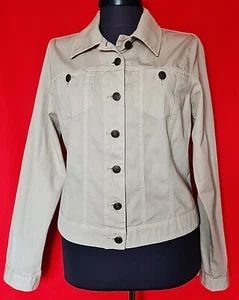 JACKET AUTHENTIC AJ ARMANI JEANS LOGO SOLID BEIGE COTTON WOMEN'S :US 10/M;EU 38 - Picture 1 of 7