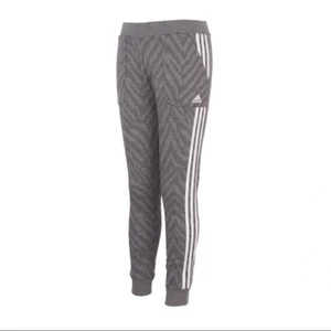 NWT Girls adidas Allover Print Fleece Joggers Grey Kids Size S (7/8) - Picture 1 of 6