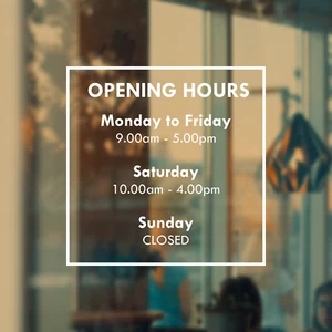 HORARIO DE APERTURA - Calcomanía adhesiva de vinilo para puerta de ventana cerrada abierta propietario de tienda comercial - Imagen 1 de 4