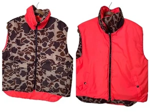 Reversible Duck Bay Camo & Blaze Orange Nylon Hunting Vest L Outdooes Gorpcore - Picture 1 of 12
