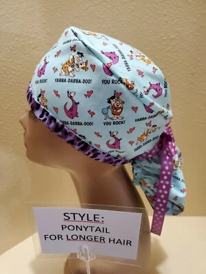 Flintstones Women's Ponytail Surgical Scrub Hat/Cap Handmade - Image 1 of 4