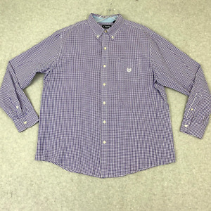 Chaps Ralph Lauren Shirt Mens XL Purple Check Easy Care Long Sleeve Button Up