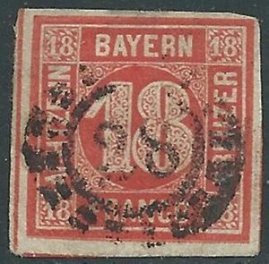 1861-62 GERMANIA ANTICHI STATI BAVIERA USATO CIFRA 18 K - RB18-9 - Picture 1 of 1