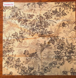 BRUNSCHWIG & FILS On Point in Fawn 25 1/4" Cotton Fabric Sample w/ Dogs - Picture 1 of 2