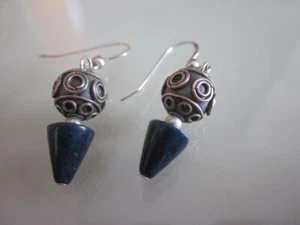 Vintage 925 Sterling Silber Lapislazuli Ohrhänger Ohrhänger - Bild 1 von 4