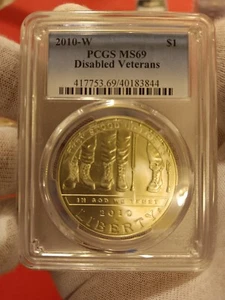 PCGS MS 69 2010-W US Commemorative Silver Dollar Disabled Veterans Silver $1 - Picture 1 of 3