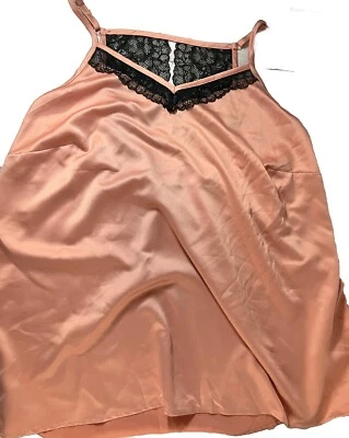 Camisa sin Mangas Cacique Dormir Rosa Satinado Lencería Encaje Talla Grande 14 16 Camisola Nueva con Etiquetas Foto 1 de 4