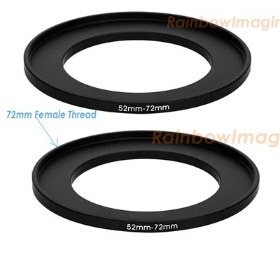 (2 Pcs) 52-72mm 52 mm to 72 mm Metal Step Up Lens Filter Ring Adapter - Image 1 of 3