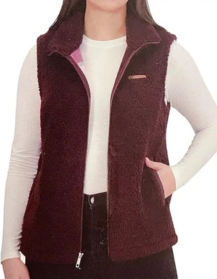 Sage Collective Womens Burgundy Sherpa Fleece Vest Full Zip Size XL NWT - Image 1 of 4