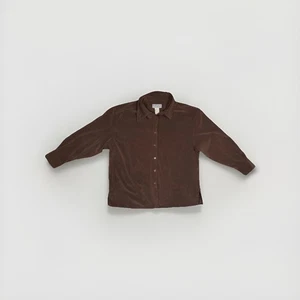 Camicia con colletto con bottoni foderata marrone vero comfort vintage - Foto 1 di 4