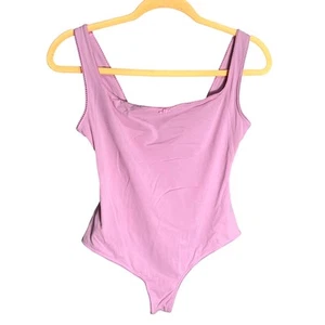 SKIMS Fits Everybody Square Neck Stretch Pink Bodysuit Sz M Coquette Preppy Rose - Picture 1 of 10