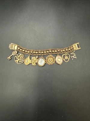Anne Klein Gold Tone Charm Braclet Watch Swiss Parts w Locket NEW BAT - Image 1 of 4